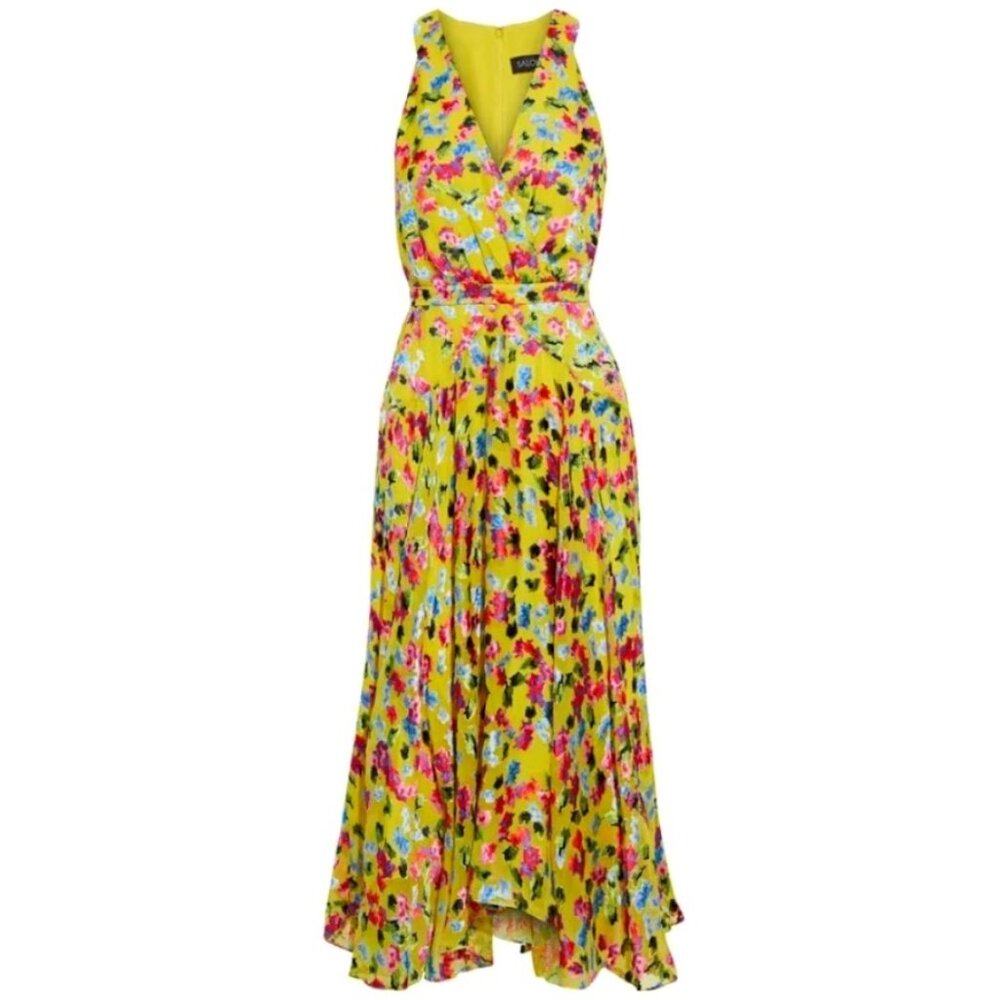 SALONI Yellow Floral Midi Dress